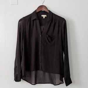 UO / Silence + Noise Black Sheer Buttondown Size XS